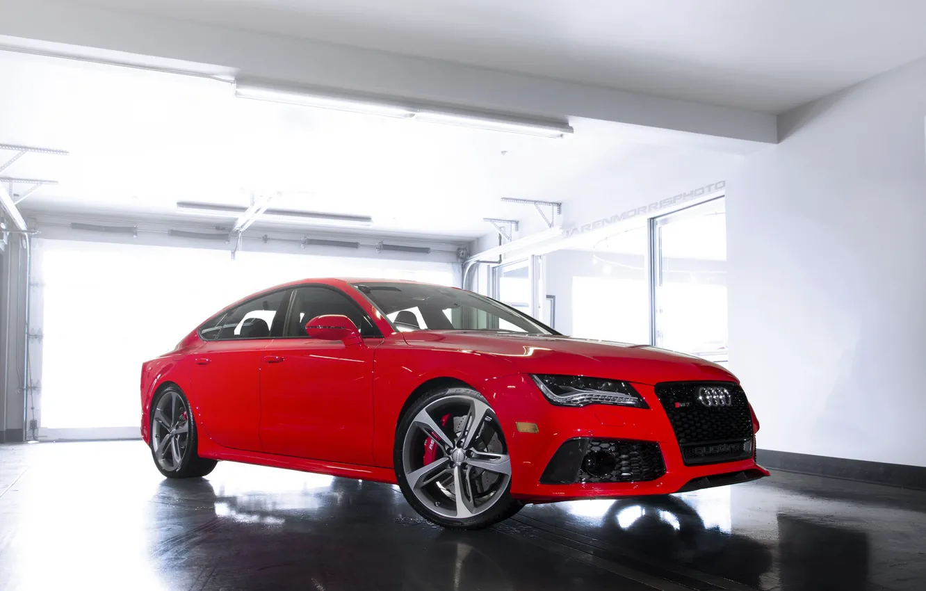 Photo wallpaper audi, red, rs7