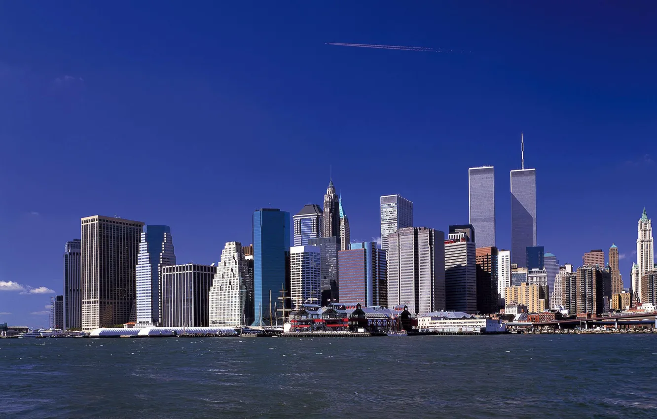 Photo wallpaper the city, river, Wallpaper, skyscrapers, wallpaper, new York, new york, world trade center, wtc, Manhattan, …