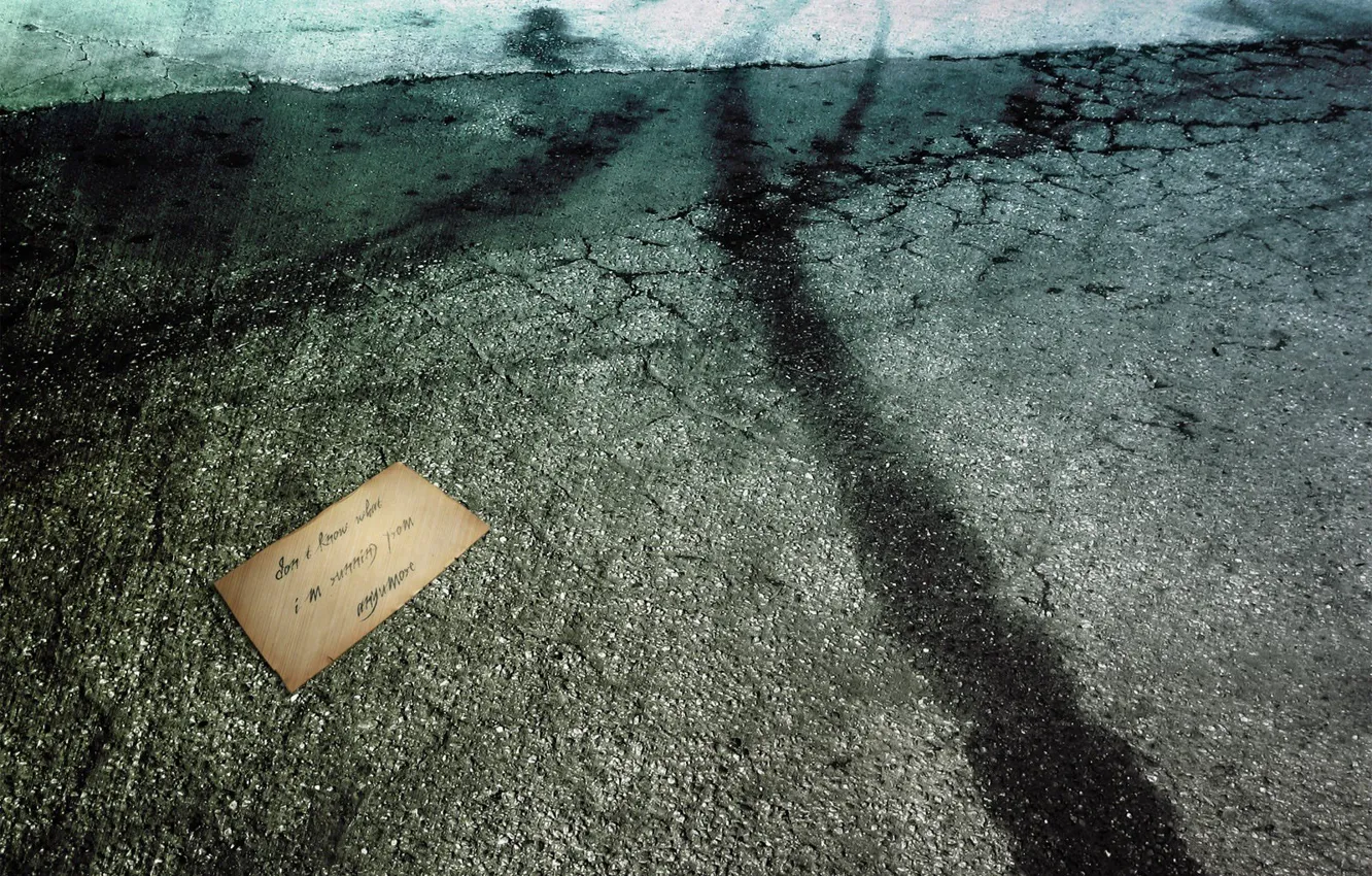 Photo wallpaper void, hopelessness, letter, asphalt