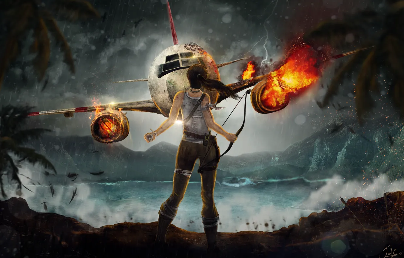 Wallpaper sea, the plane, Tomb Raider, Ryder, Lara, Croft, Tomb raider  images for desktop, section игры - download