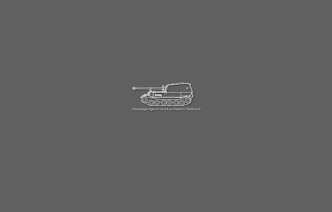 Wallpaper minimalism, grey background, drawing, Ferdinand, PT - ACS, the  storm tanks, German technology images for desktop, section минимализм -  download