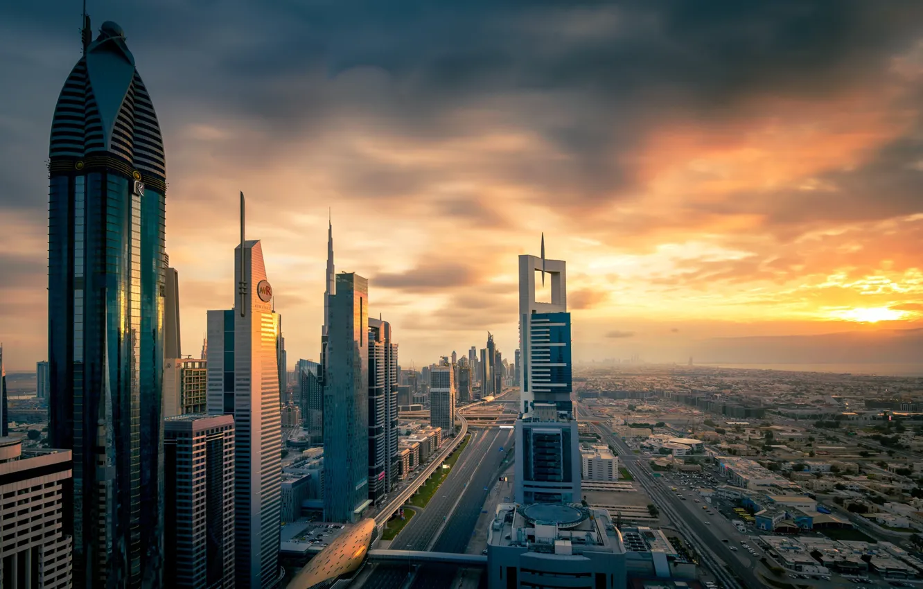 Wallpaper the sun, sunset, the city, the evening, Dubai, UAE images for  desktop, section город - download