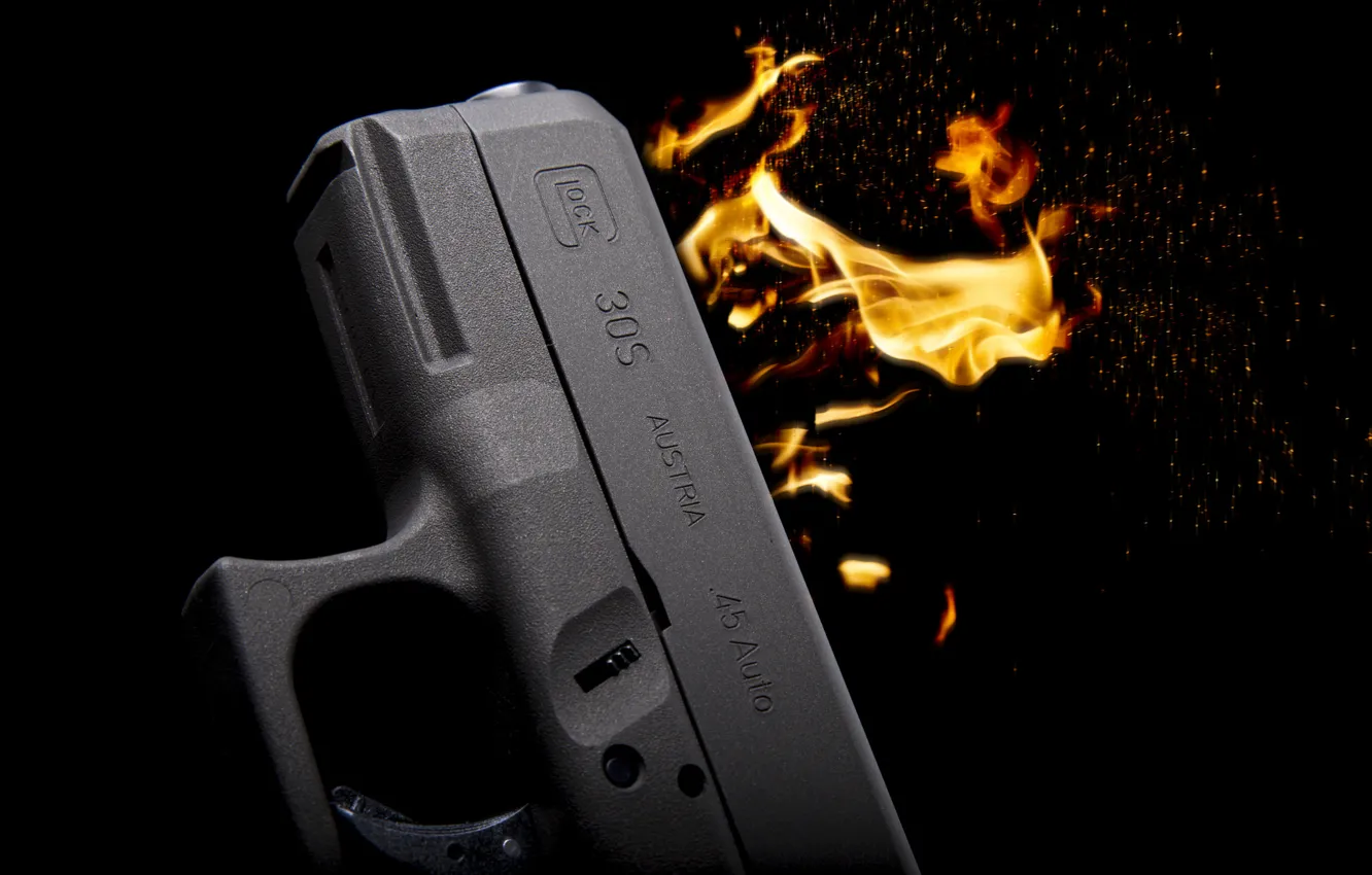 Wallpaper gun, weapons, flame, self-loading, Glock 30S images for desktop,  section оружие - download