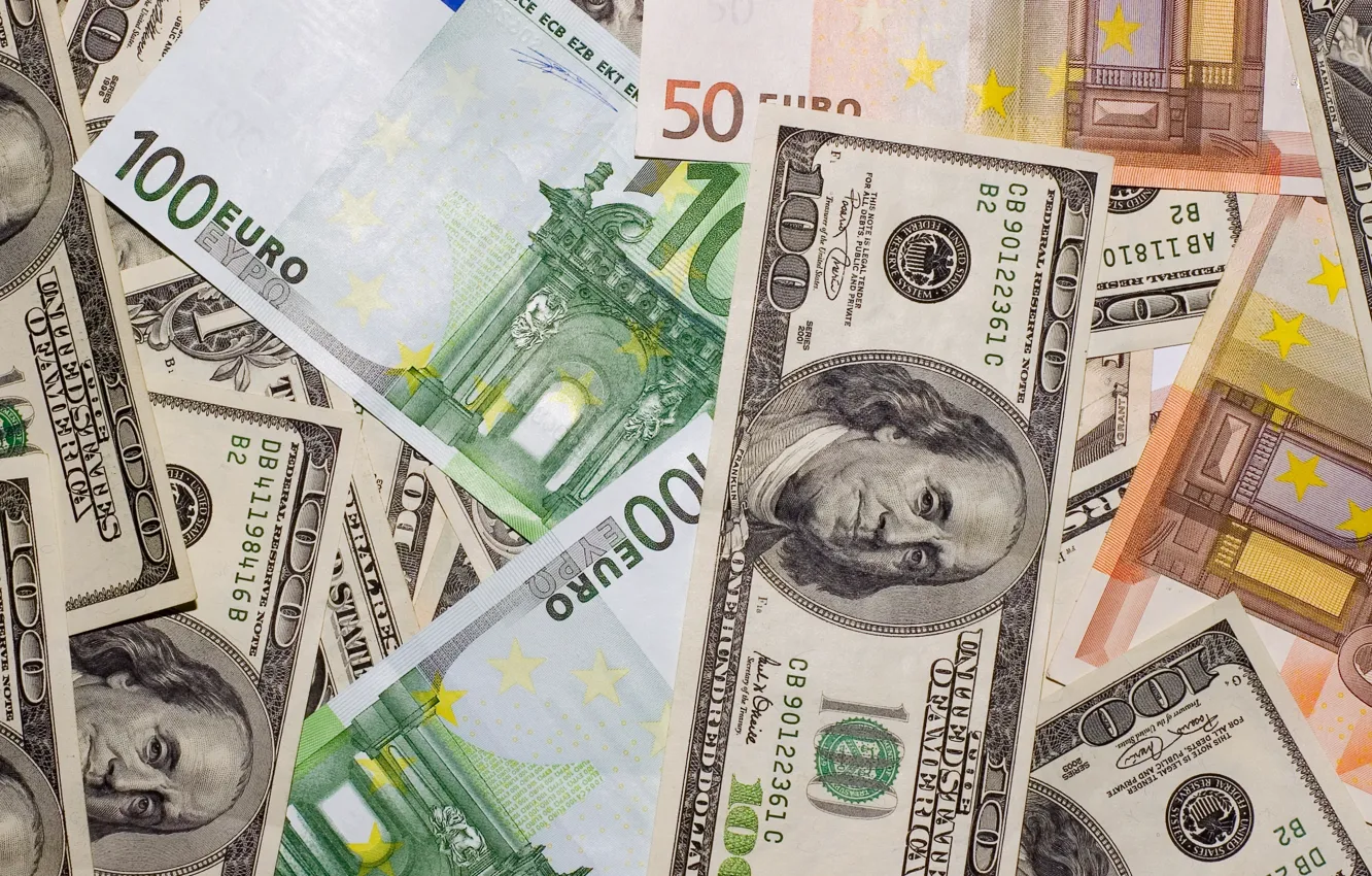 Photo wallpaper money, Euro, dollars, money, dollars, euro