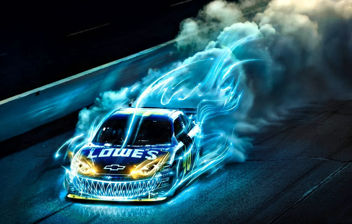 Photo wallpaper blue, race, speed, monster