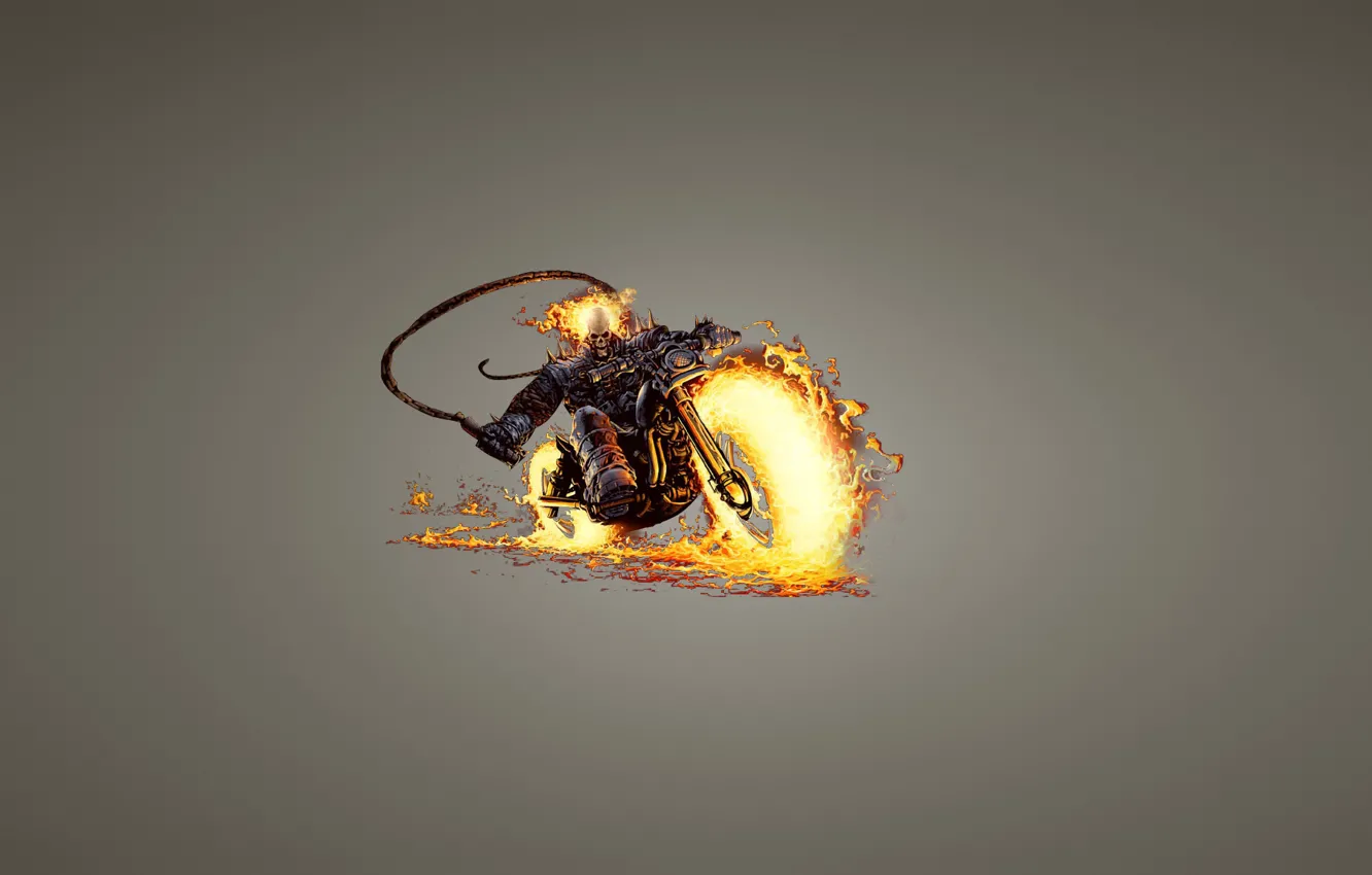 Wallpaper fire, skull, minimalism, chain, skeleton, motorcycle, Ghost  Rider, Ghost rider, bike images for desktop, section минимализм - download