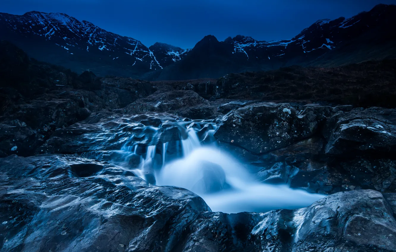 Wallpaper mountains, night, stones, waterfall, Wallpaper from lolita777  images for desktop, section пейзажи - download