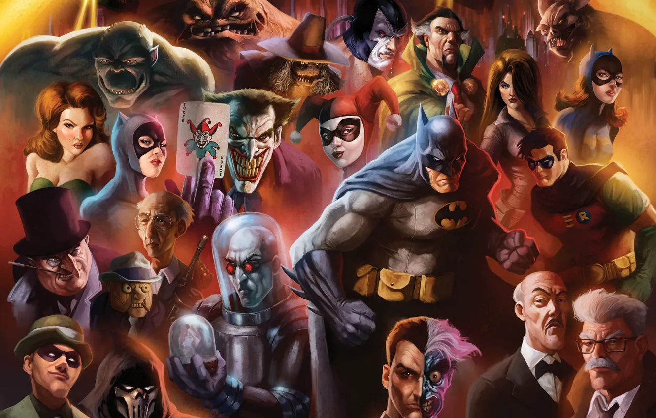 Wallpaper art, Batman, characters, Cat woman, Penguin, DC Comics, Robin,  Poison Ivy images for desktop, section фантастика - download