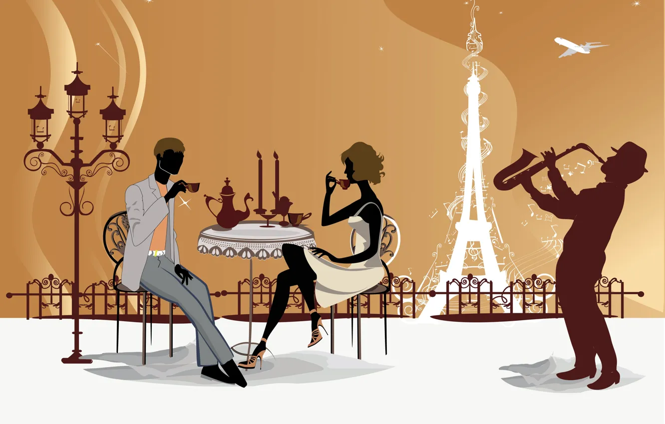 Wallpaper Paris, Cafe, Eiffel tower images for desktop, section стиль -  download