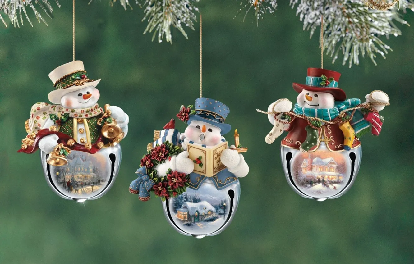 Photo wallpaper decoration, snowmen, Christmas, figures, fun, Thomas Kinkade, Thomas Kinkade, Christmas, decoration, Kincaid, with pictures, the …