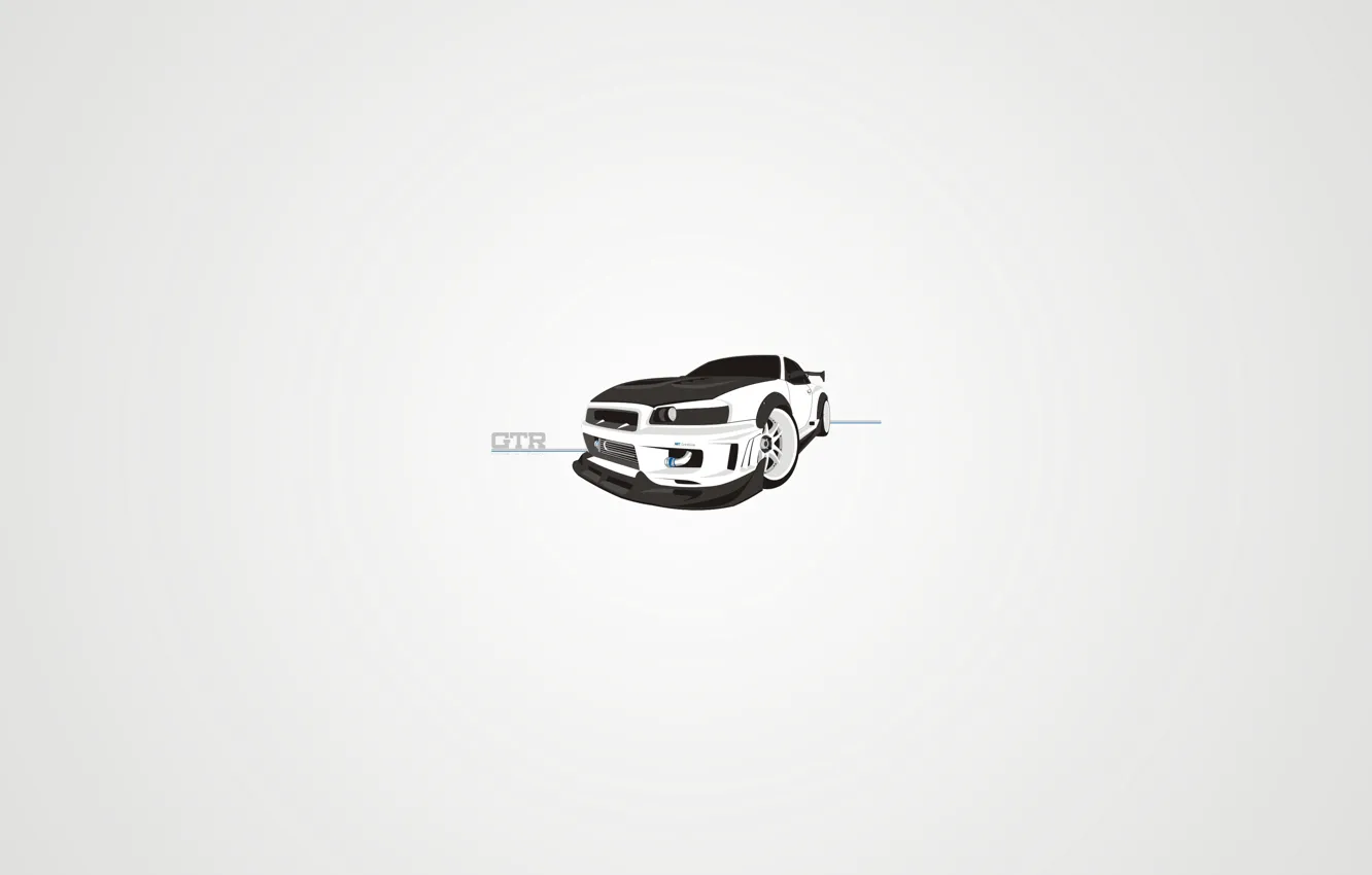 Wallpaper white, style, vector, art, Nissan, gtr images for desktop,  section минимализм - download
