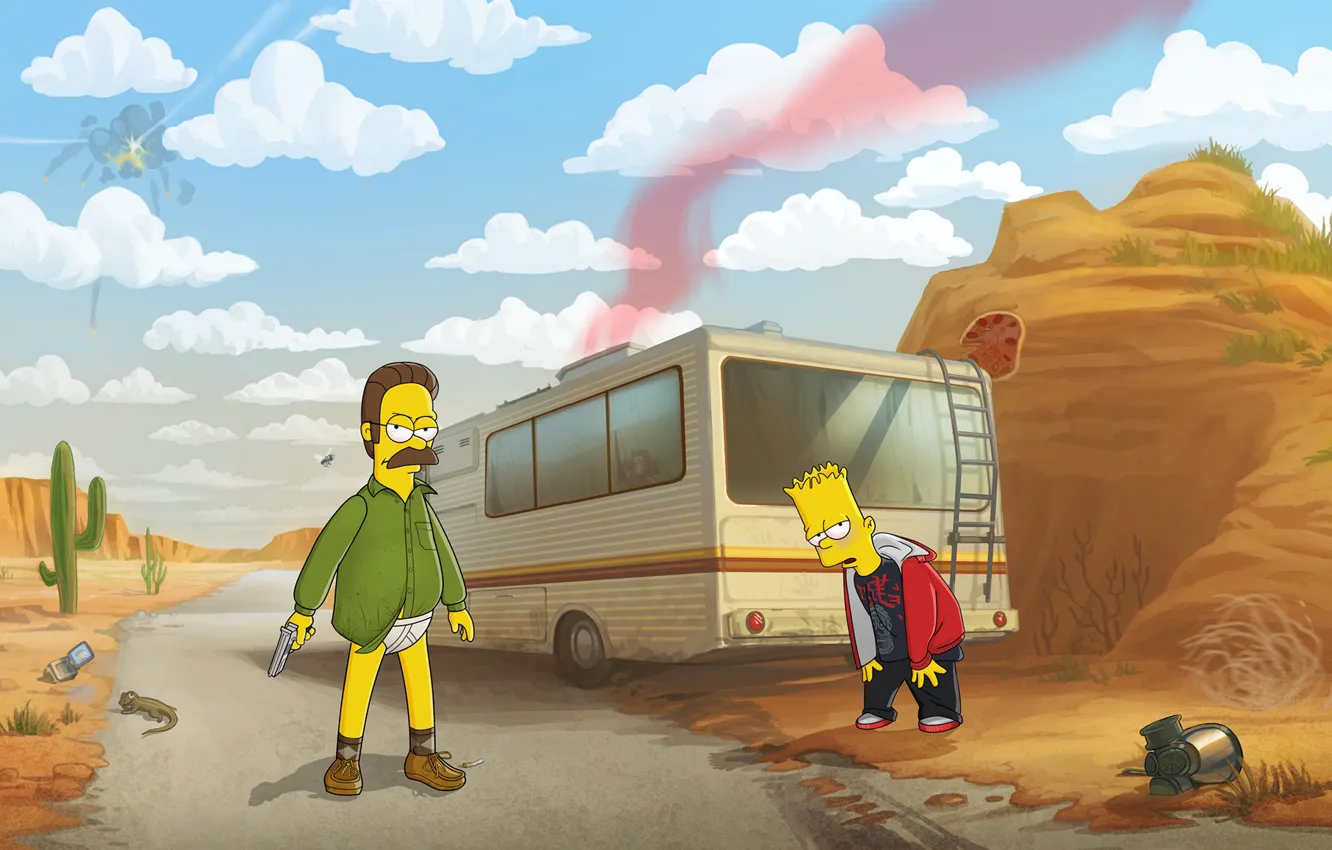 Photo wallpaper Breaking Bad, The Simpsons, Ned Flanders, Bart Simpson