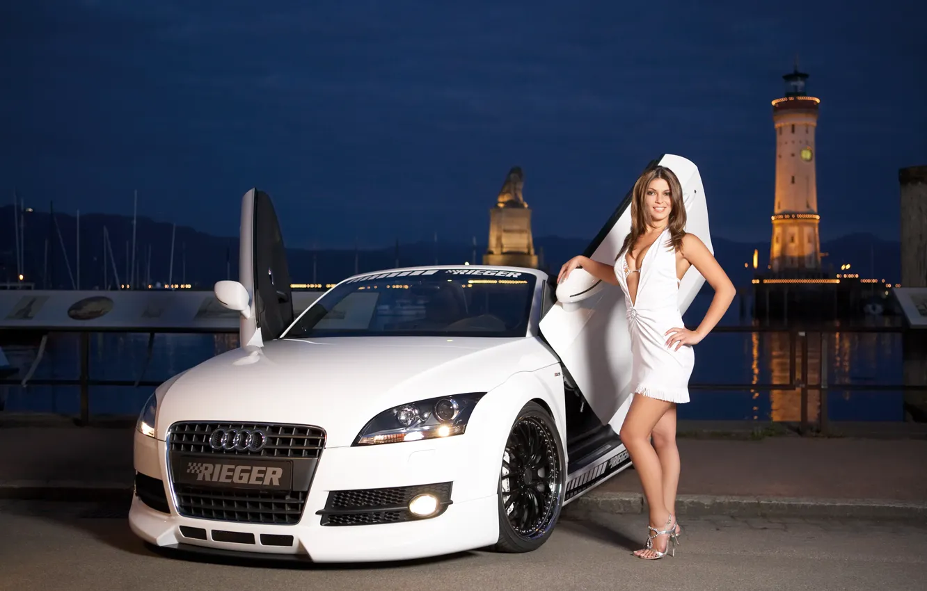 Wallpaper water, girl, Audi, Girls, white car images for desktop, section  девушки - download