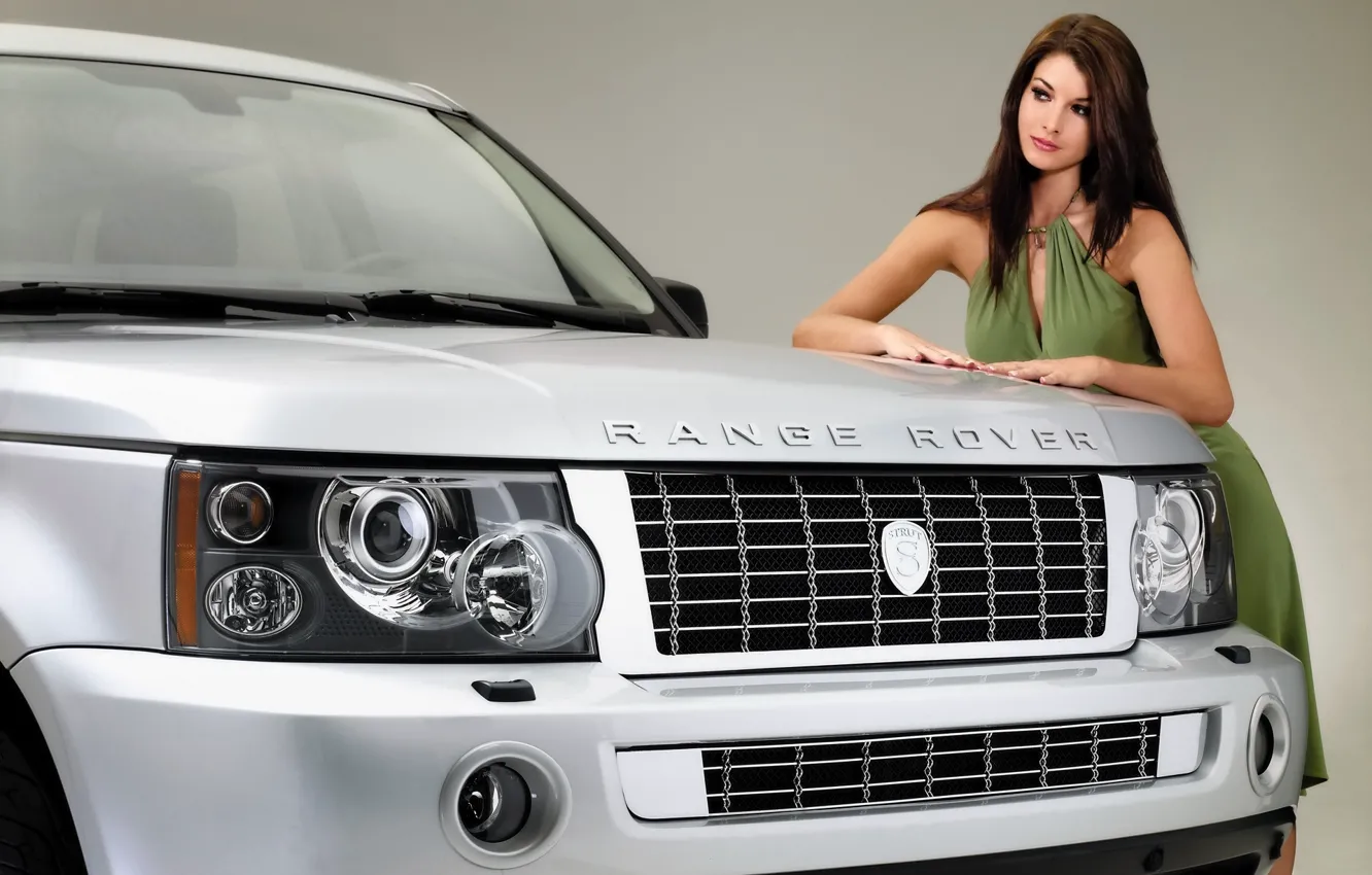 Photo wallpaper girl, background, model, tuning, Sport, Land Rover, Range Rover, beauty, tuning, the front, Sport, Land …
