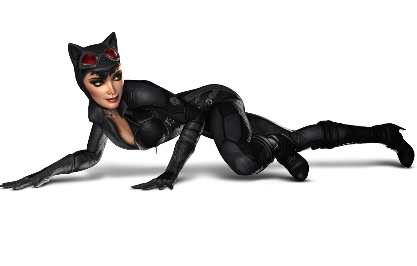 Wallpaper Cat Look Pose Smile Woman Glasses Batman Arkham City