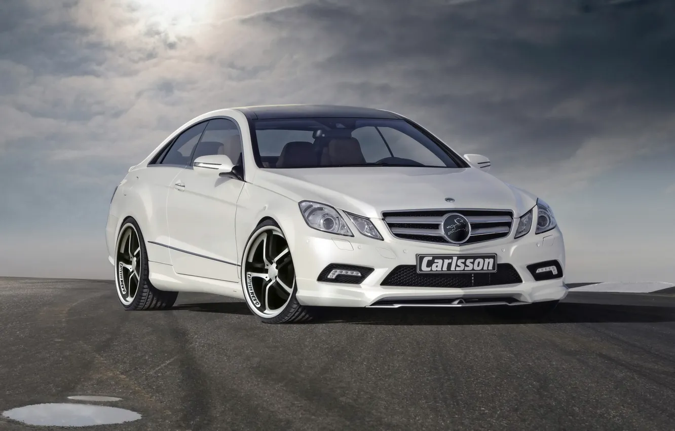Photo wallpaper road, clouds, tuning, MERCEDES