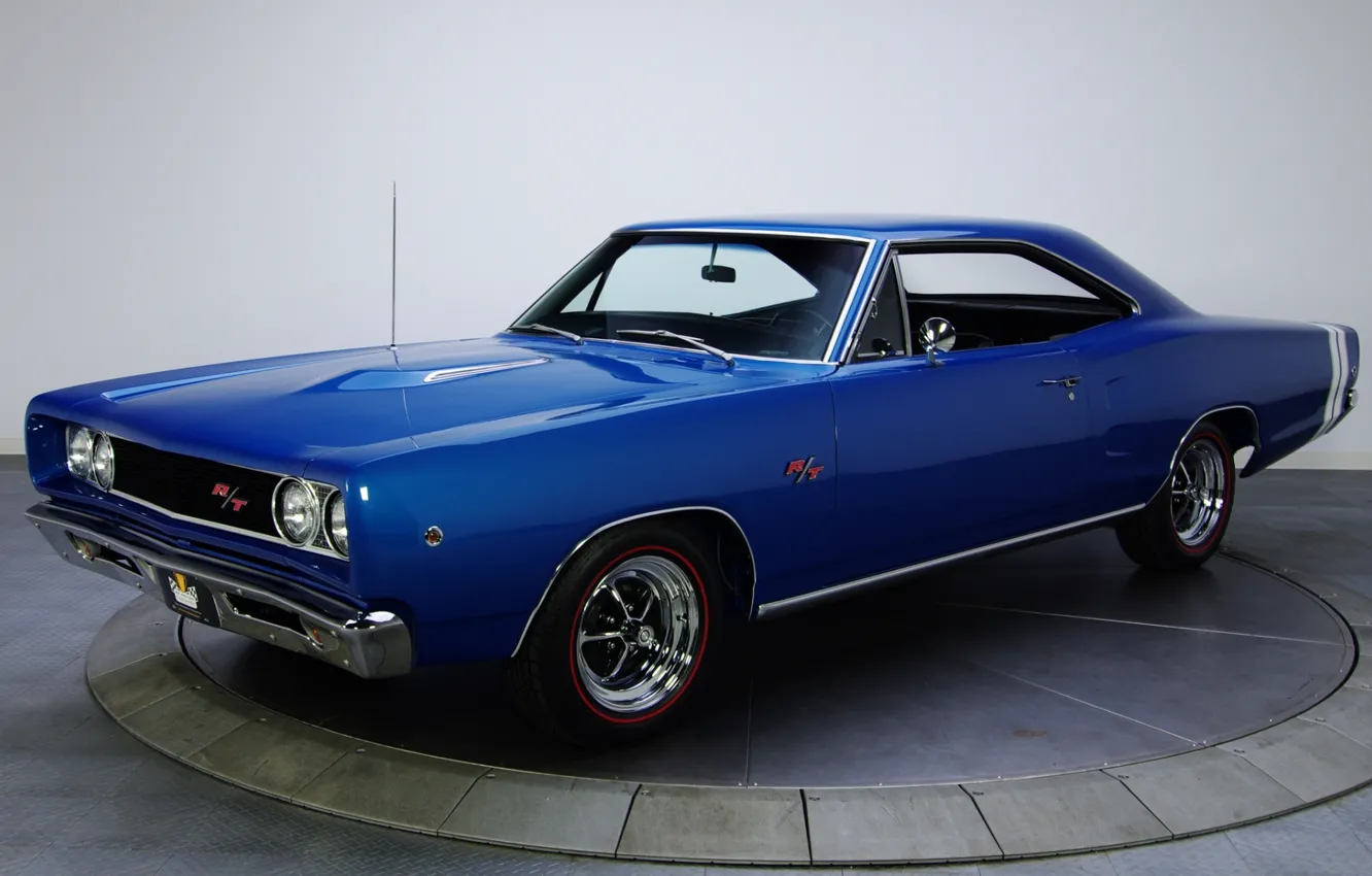 Photo wallpaper blue, background, Dodge, Dodge, the front, Coronet, 1968, Muscle car, Muscle car, R T, Coronet