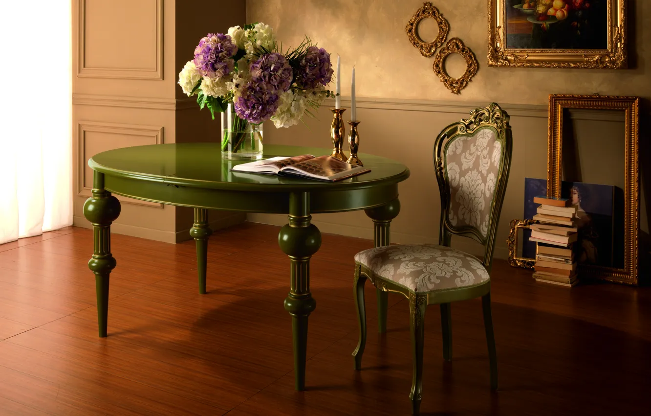 Photo wallpaper table, chair, classic, tomassi, classic interior