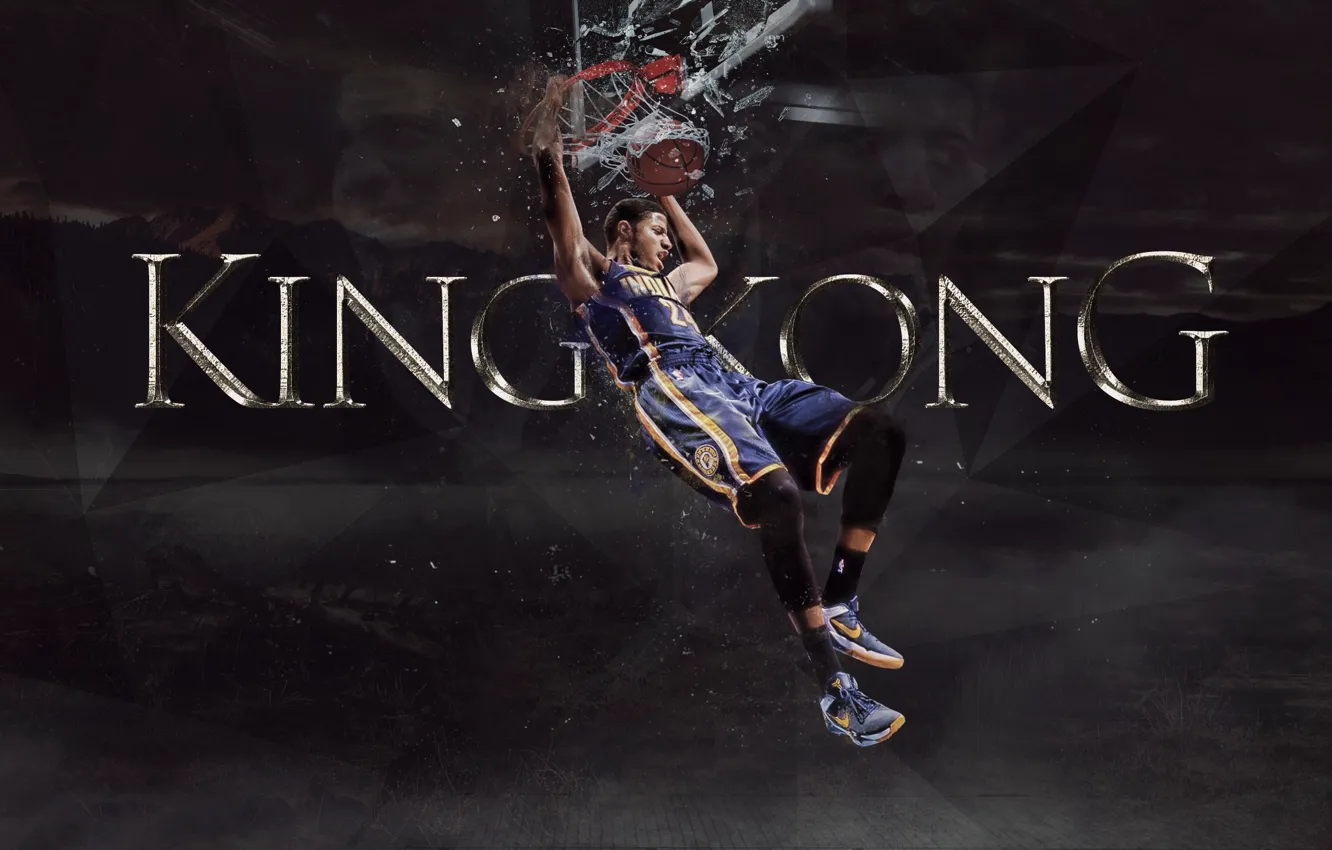Photo wallpaper Glass, The game, The ball, Sport, Shield, NBA, Indiana Pacers, Paul George