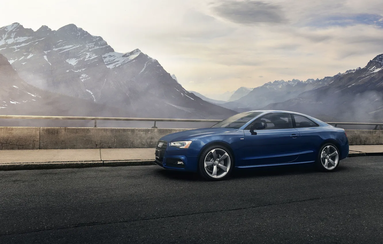 Photo wallpaper Audi, Car, Sky, Blue, Landscape, Mountains, Sport, Travel, Automotive