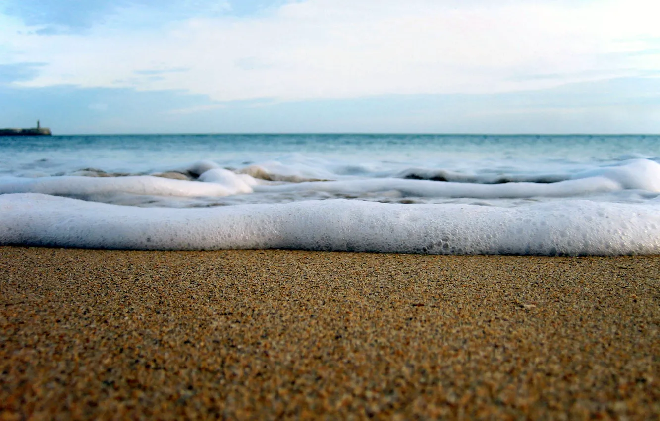 Photo wallpaper sand, sea, wave, the sky, freedom, foam