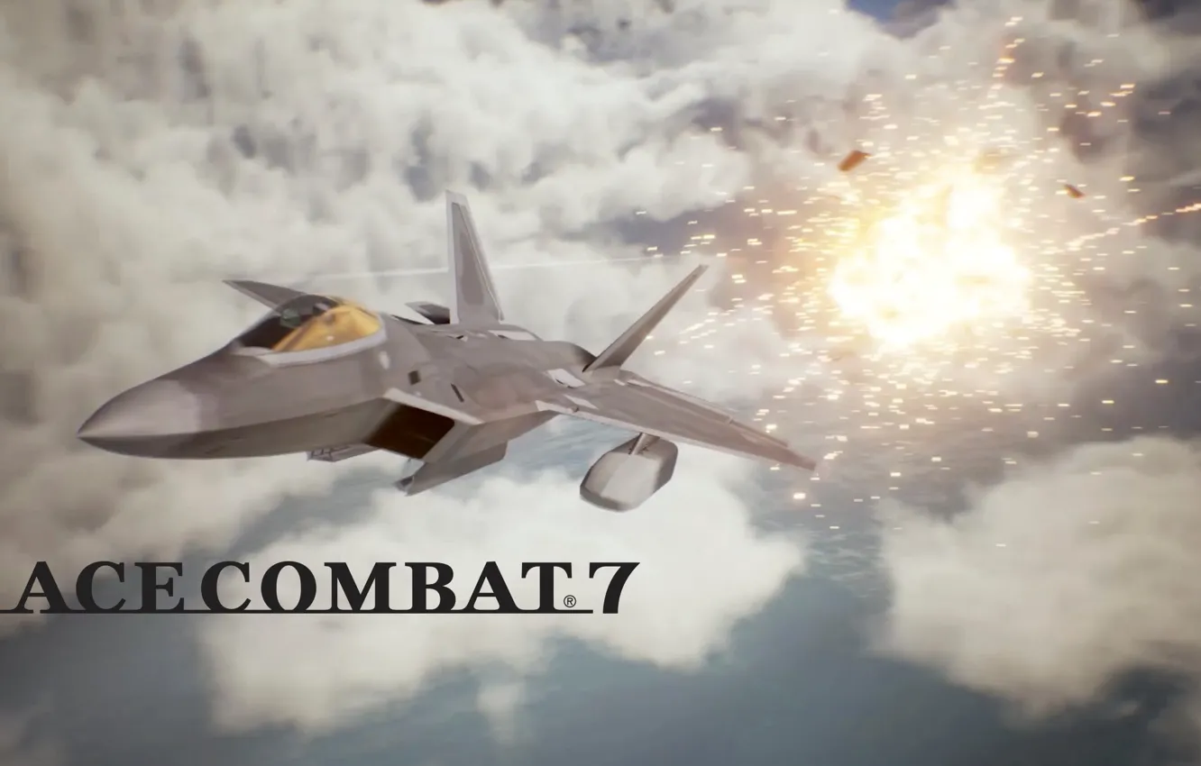 Wallpaper Explosion Clouds F 22 Raptor Aviation Aircraft Fighter Jet Ace Combat Ace Combat 7 Images For Desktop Section Igry Download