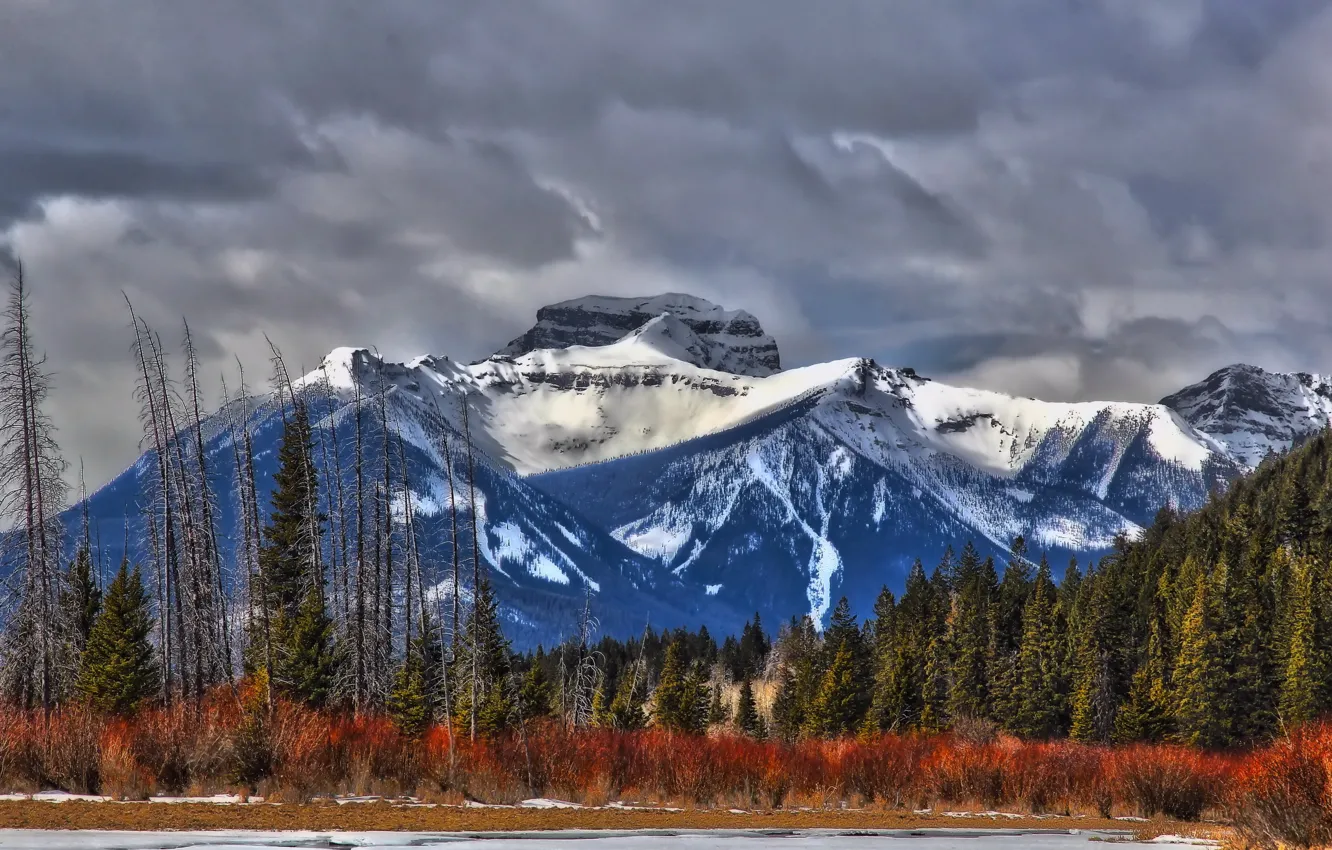 Photo wallpaper landscape, mountains, Alberta, Canada