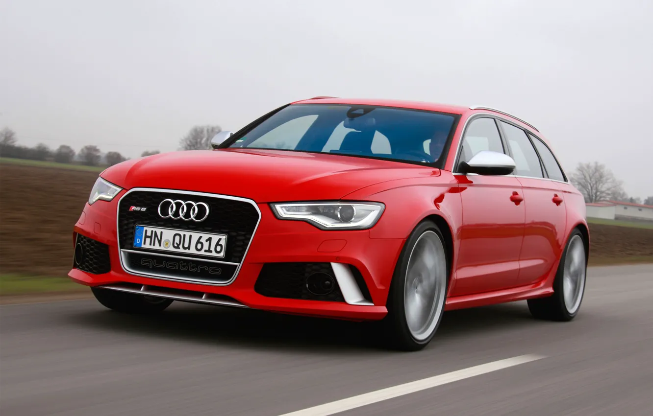 Photo wallpaper car, Audi, red, road, speed, Before, RS6