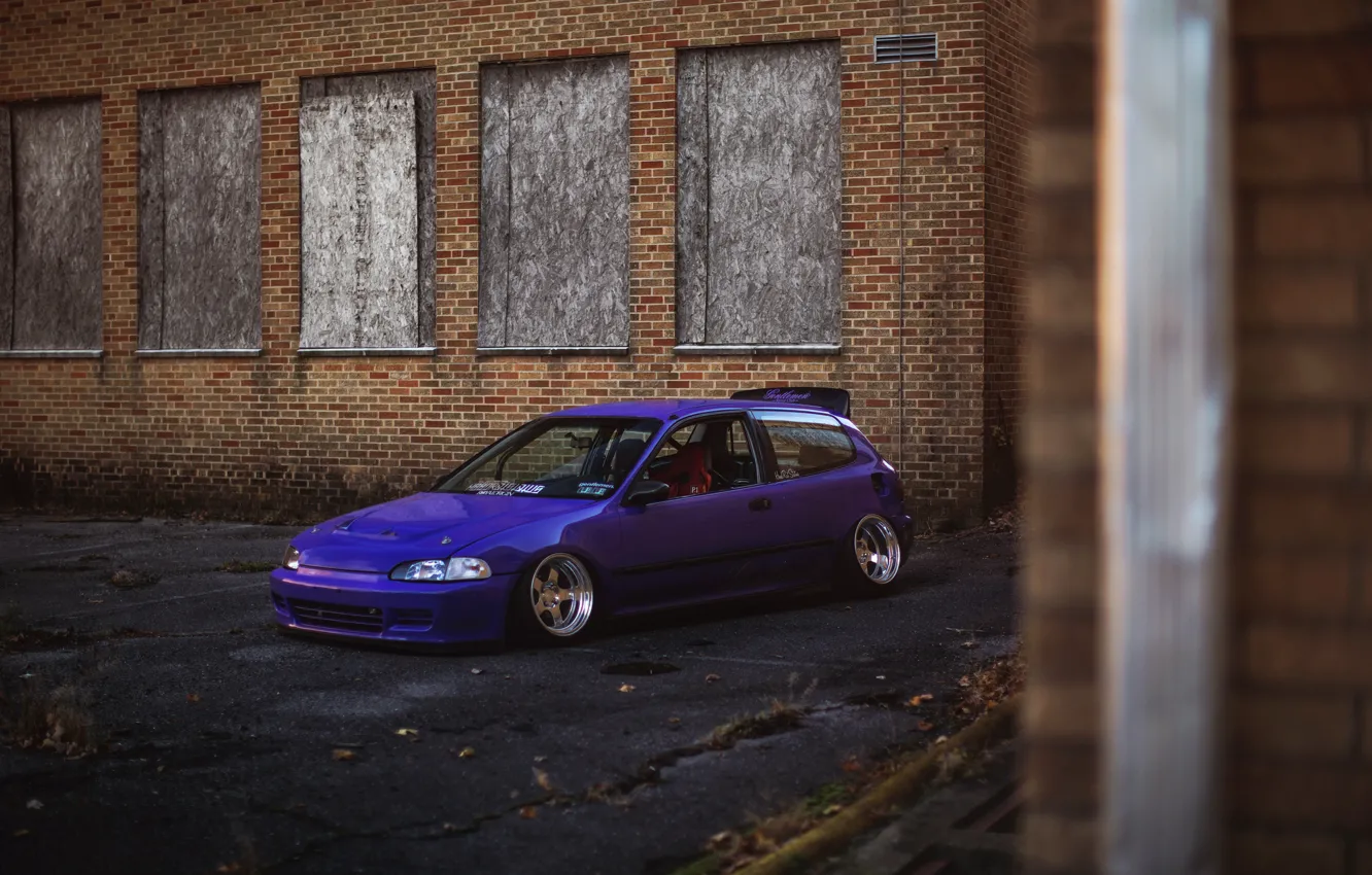 Photo wallpaper Purple, Honda Civic, civici, stance. Honda