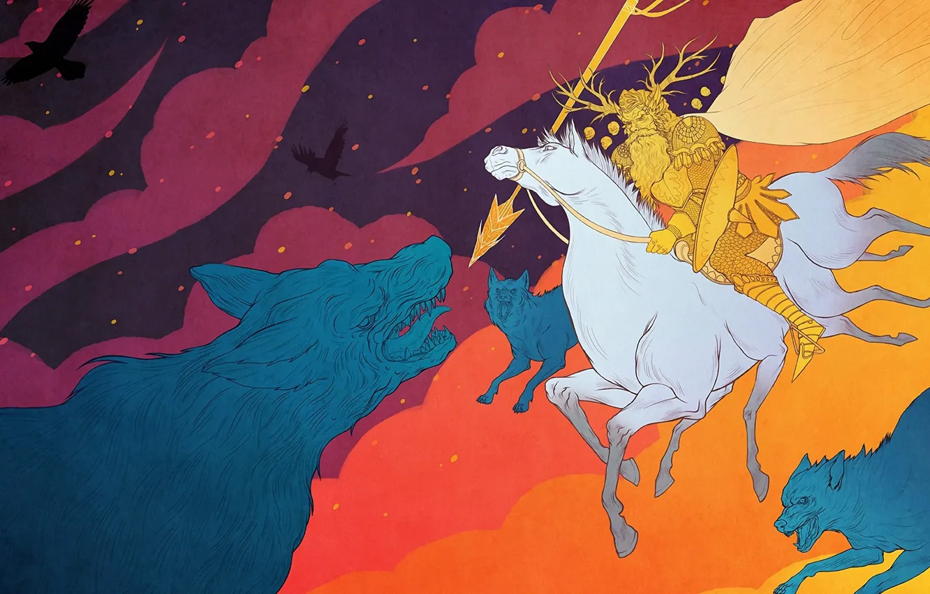 Wallpaper Wolves Battle One The Gods Fenrir Ragnarok Images For Desktop Section Stil Download