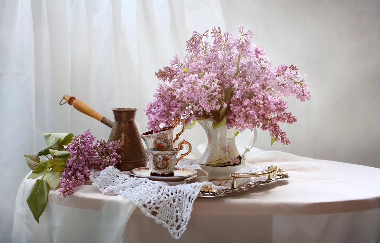 Photo wallpaper Cup, still life, lilac, Turk